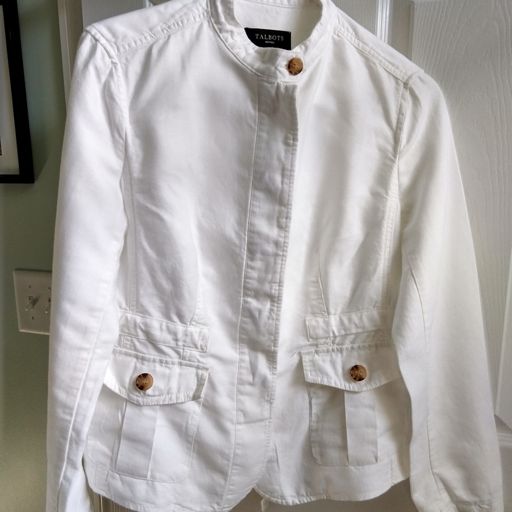 Talbots white linen jacket